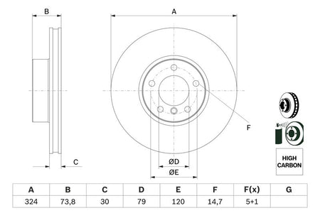 Bosch 0986478024 Brake Disc - 5