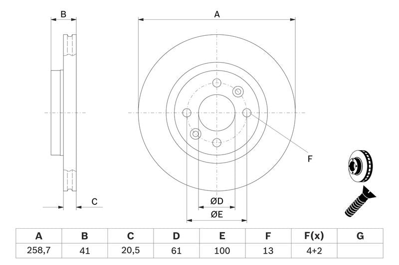Bosch 0986478124 Brake Disc - 5