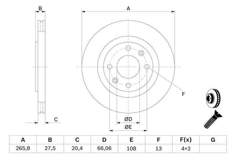 Bosch 0986478268 Brake Disc - 5