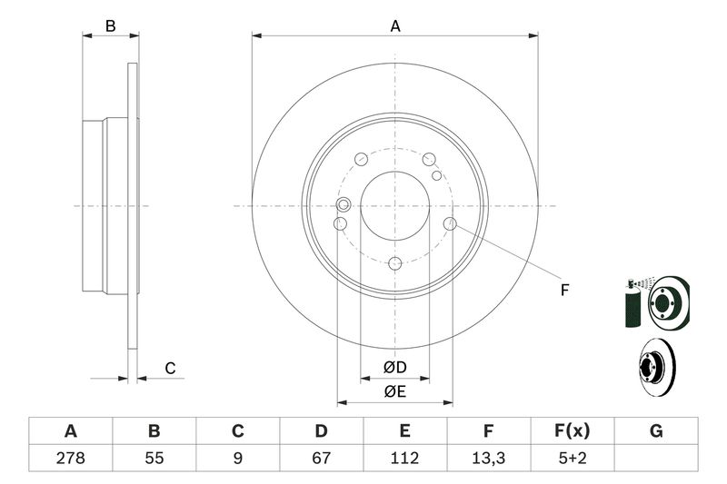 Bosch 0986478325 Brake Disc - 5