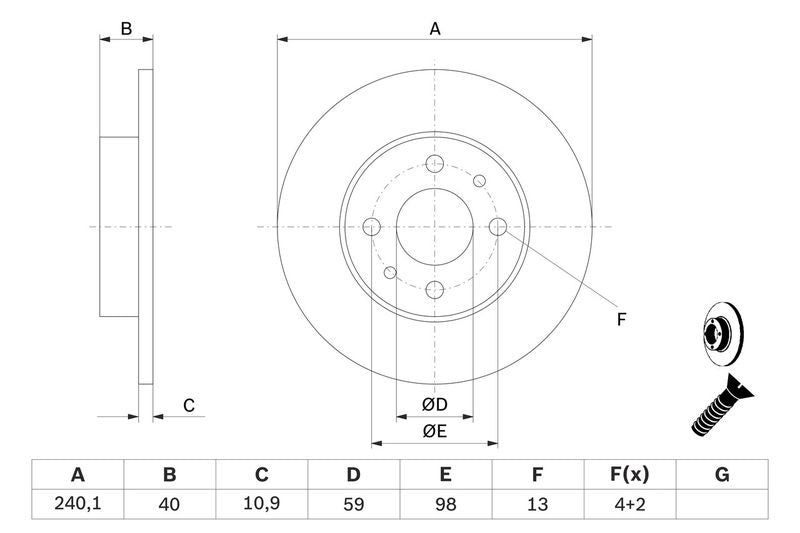Bosch 0986478342 Brake Disc - 5