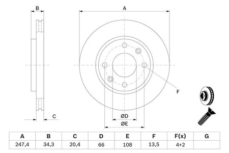 Bosch 0986478370 Brake Disc - 5