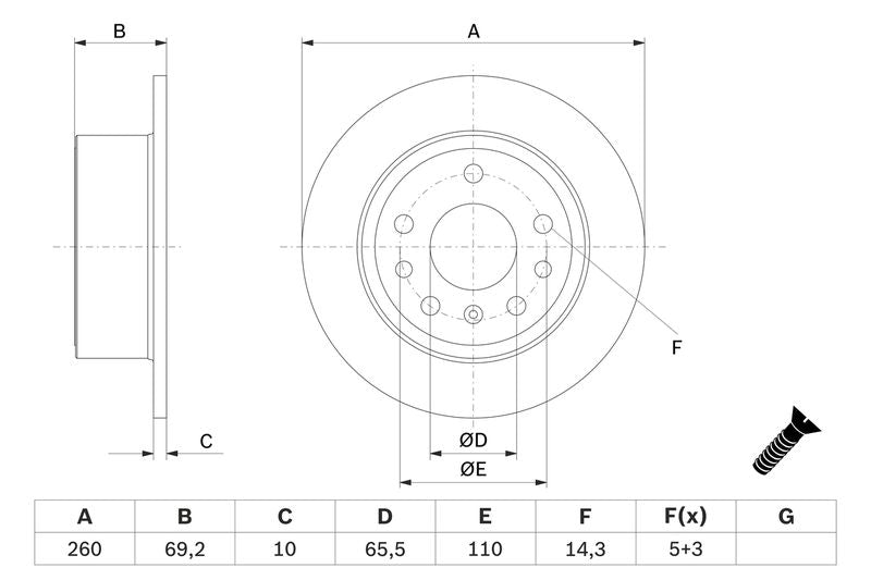 Bosch 0986478430 Brake Disc - 1
