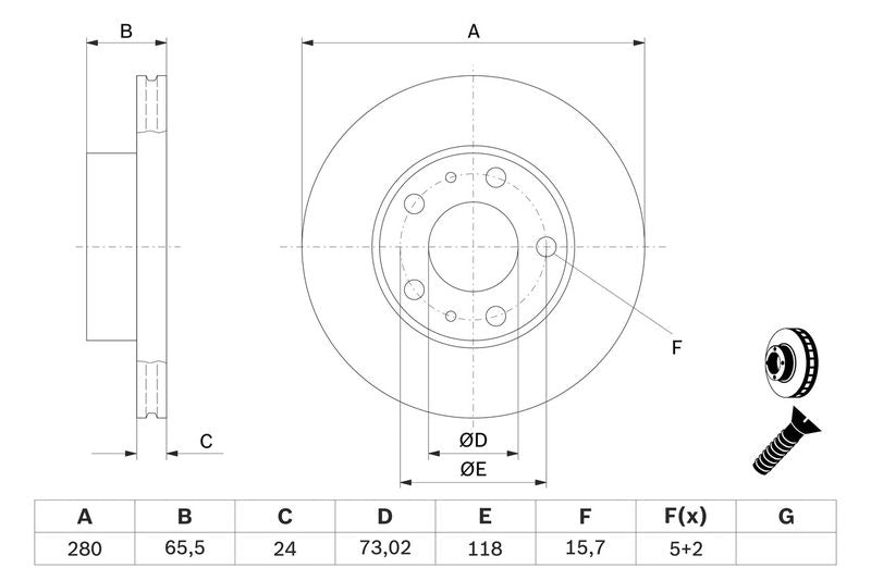Bosch 0986478434 Brake Disc - 5