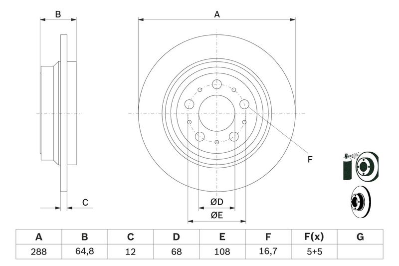 Bosch 0986478495 Brake Disc - 5