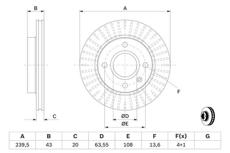 Bosch 0986478502 Brake Disc - 5