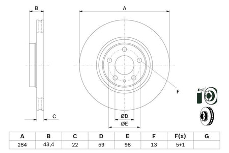 Bosch 0986478521 Brake Disc - 5