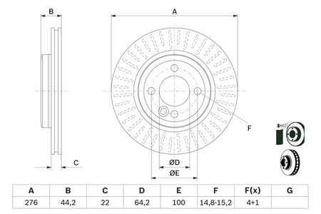 Bosch 0986478606 Brake Disc - 5