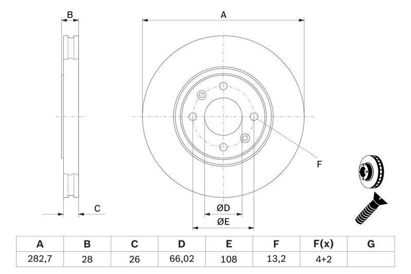 Bosch 0986478831 Brake Disc - 5