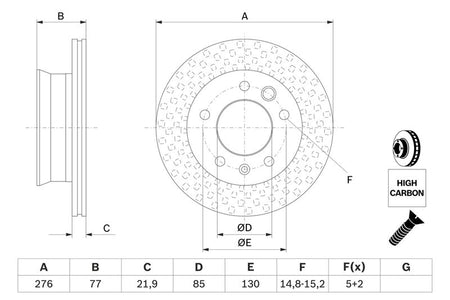 Bosch 0986478849 Brake Disc - 5