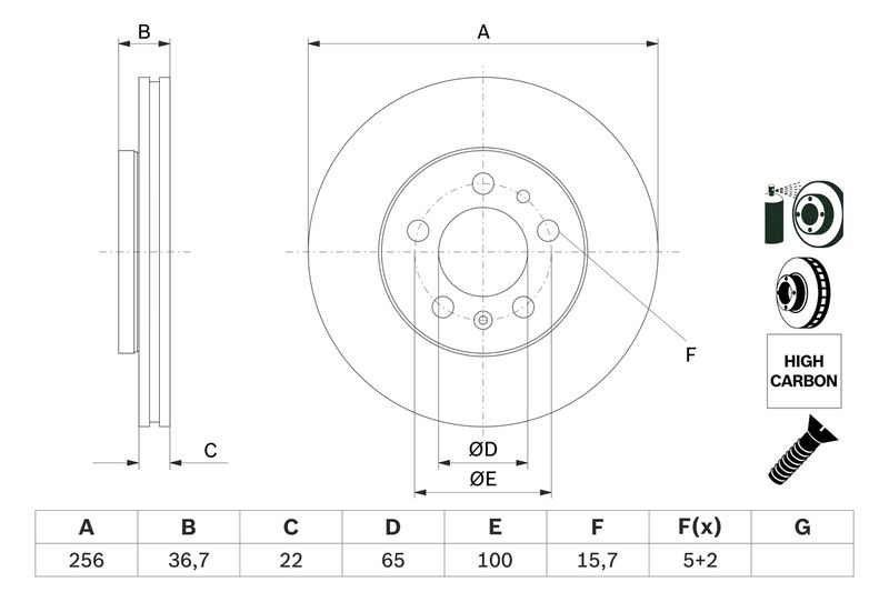 Bosch 0986478853 Brake Disc - 5