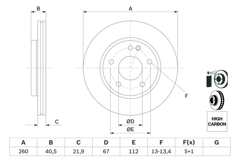 Bosch 0986478875 Brake Disc - 5