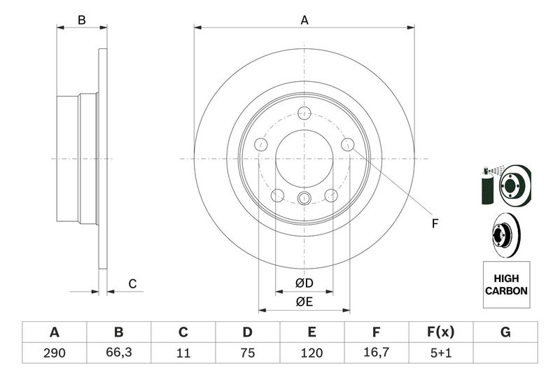 Bosch 0986479043 Brake Disc - 5