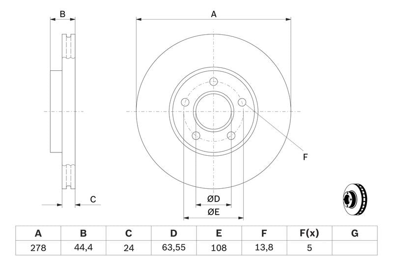 Bosch 0986479069 Brake Disc - 5