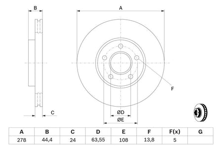 Bosch 0986479069 Brake Disc - 5
