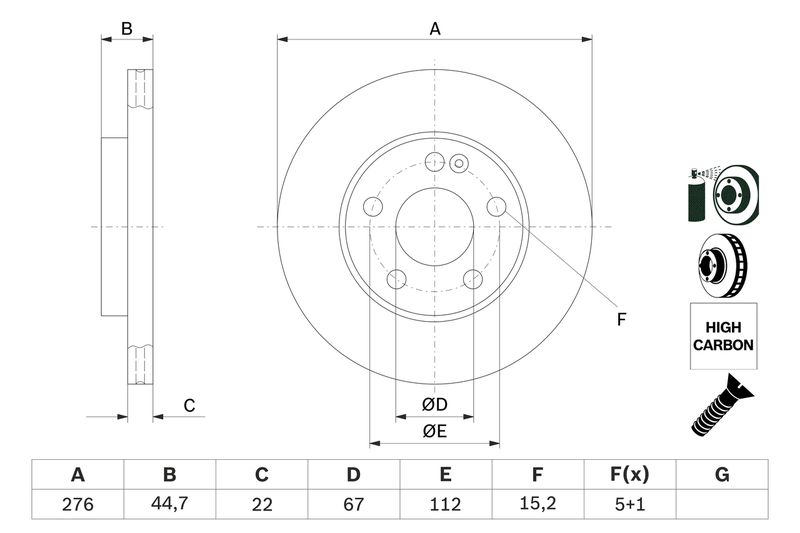 Bosch 0986479186 Brake Disc - 5