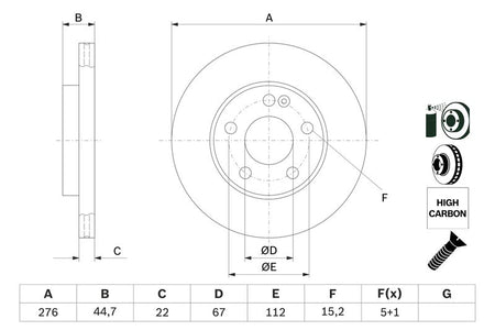 Bosch 0986479186 Brake Disc - 5