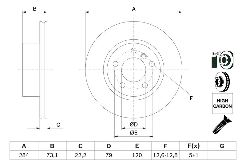 Bosch 0986479213 Brake Disc - 5