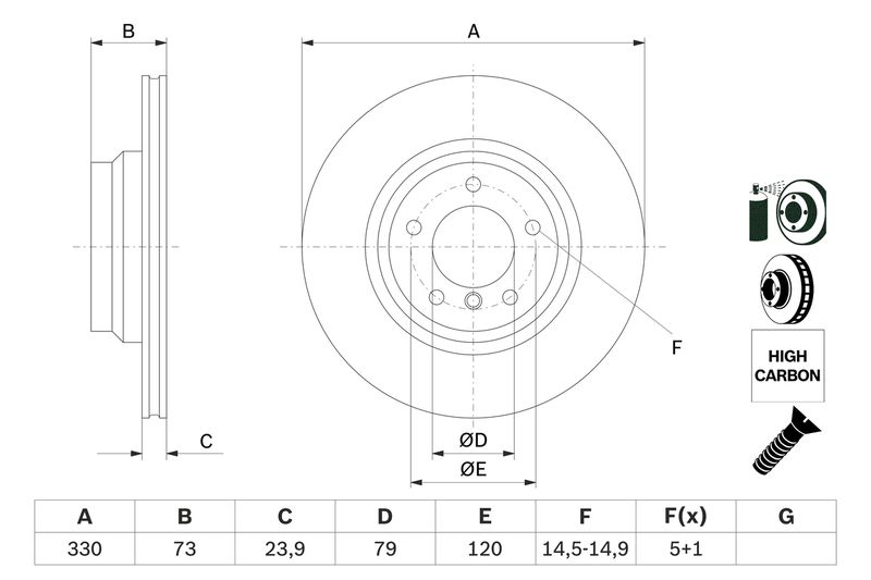 Bosch 0986479215 Brake Disc - 5