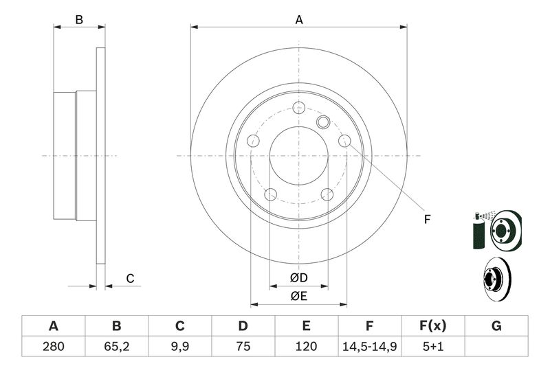 Bosch 0986479217 Brake Disc - 5
