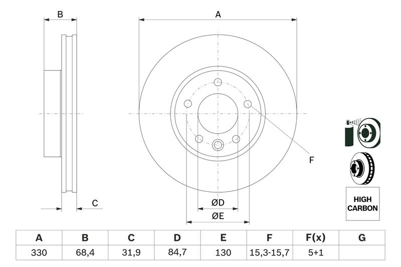 Bosch 0986479248 Brake Disc - 5