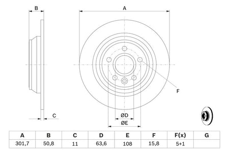 Bosch 0986479254 Brake Disc - 5