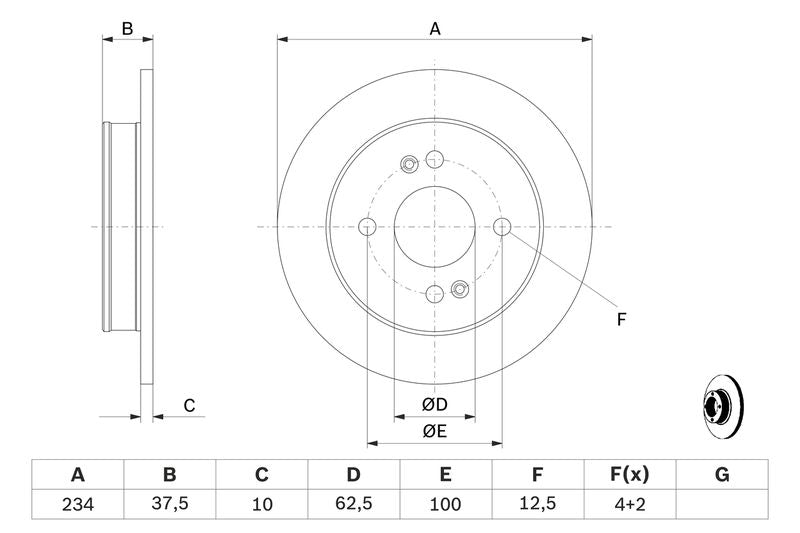Bosch 0986479256 Brake Disc - 5