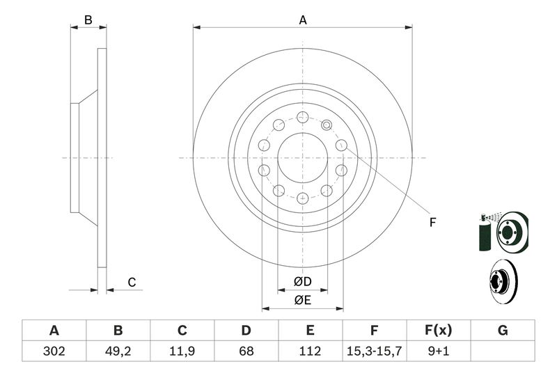 Bosch 0986479257 Brake Disc - 5