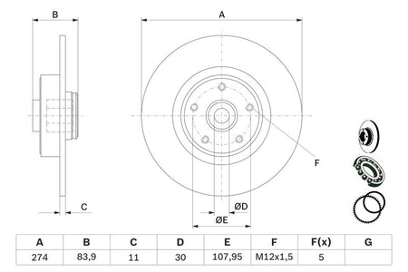 Bosch 0986479273 Brake Disc - 5
