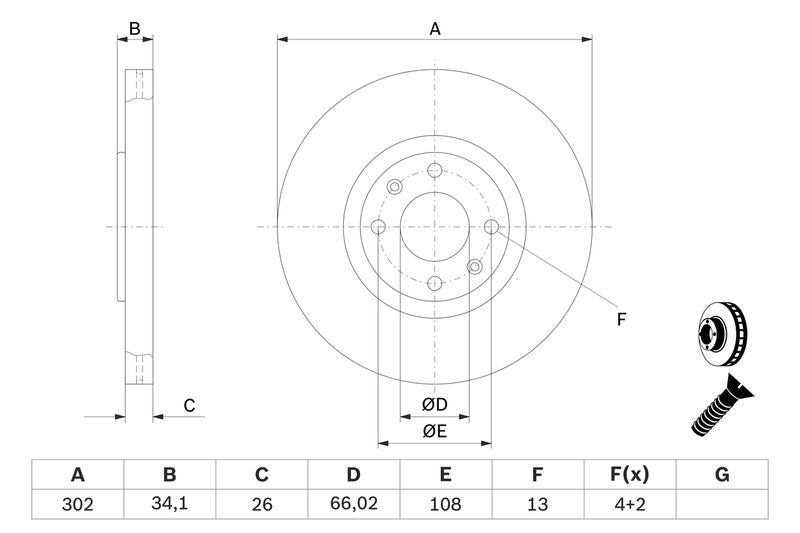 Bosch 0986479288 Brake Disc - 5