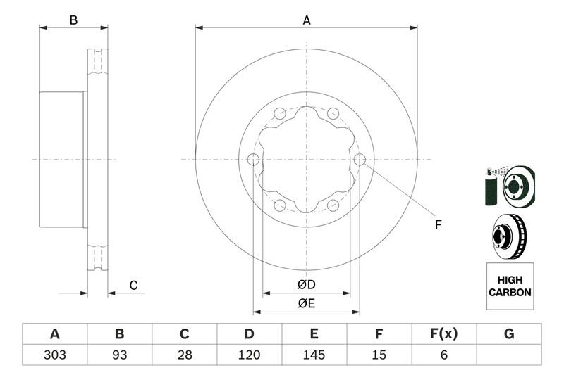 Bosch 0986479296 Brake Disc - 5