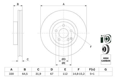 Bosch 0986479332 Brake Disc - 5