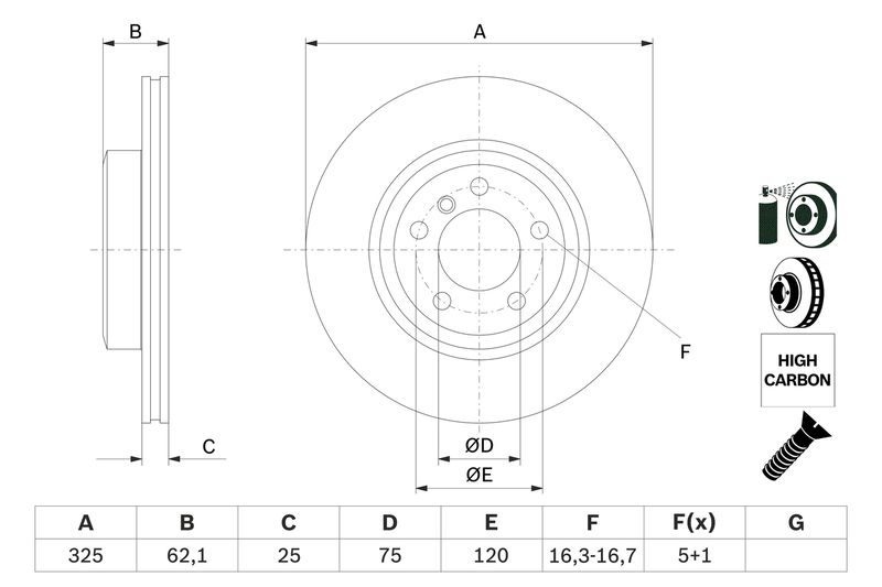 Bosch 0986479348 Brake Disc - 5