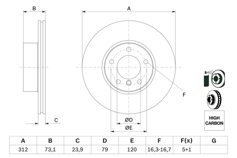 Bosch 0986479381 Brake Disc - 5