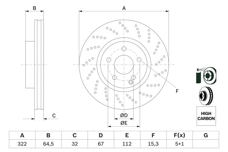 Bosch 0986479408 Brake Disc - 5