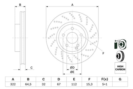 Bosch 0986479408 Brake Disc - 5