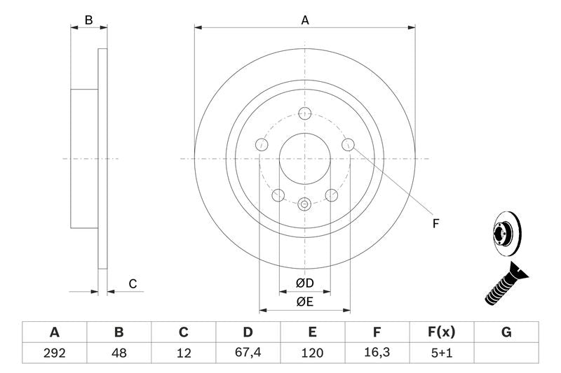 Bosch 0986479513 Brake Disc - 5