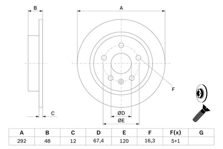 Bosch 0986479513 Brake Disc - 5