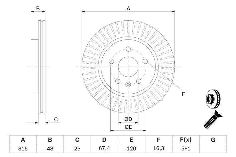 Bosch 0986479514 Brake Disc - 5