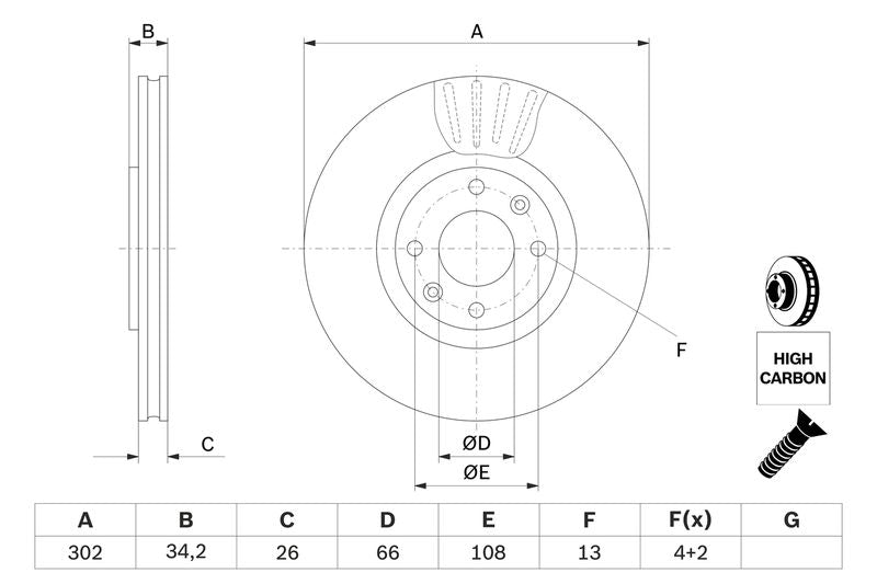 Bosch 0986479548 Brake Disc - 5