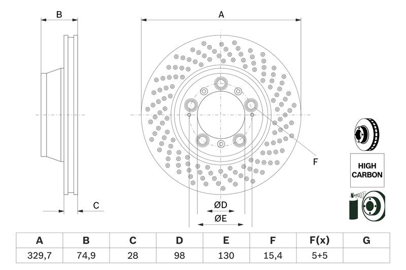Bosch 0986479582 Brake Disc - 5