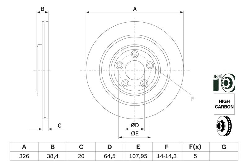Bosch 0986479628 Brake Disc - 5