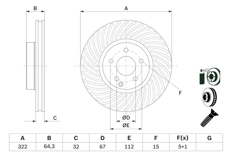 Bosch 0986479652 Brake Disc - 5