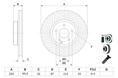 Bosch 0986479652 Brake Disc - 5