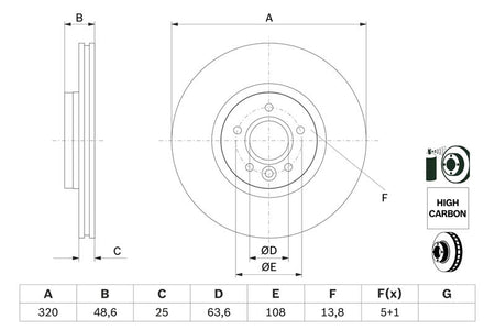 Bosch 0986479680 Brake Disc - 5