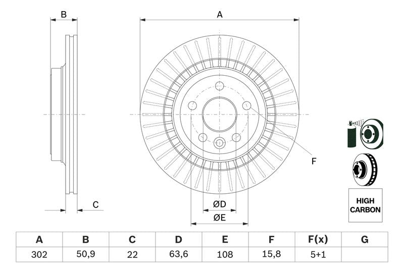 Bosch 0986479713 Brake Disc - 5