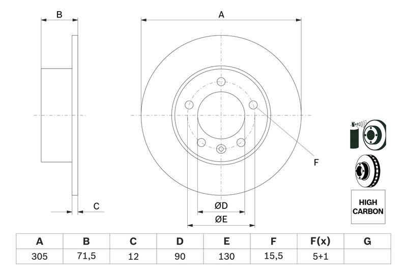 Bosch 0986479717 Brake Disc - 5