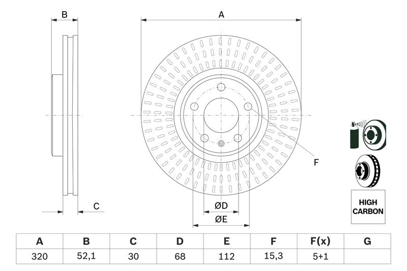 Bosch 0986479753 Brake Disc - 5