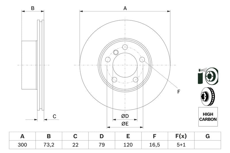 Bosch 0986479A18 Brake Disc - 5
