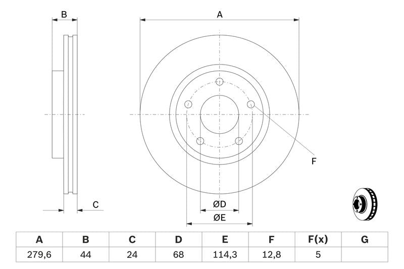 Bosch 0986479A28 Brake Disc - 5